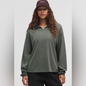 NWOT LULULEMON Softstreme Pique Oversized Long-Sleeve Polo Shirt, Size Medium